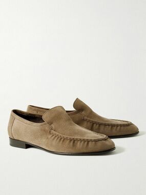 Men's Suede Slip-On Loafers in Taupe